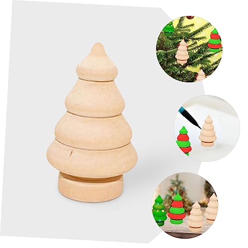 SEWOART 10pcs Wood Snowman Doll Unfinished Wood Craft Wood Christmas Trees Unfinished Natural Wood Xmas Tree Christmas Peg Dolls Holiday Peg Dolls - WoodArtSupply