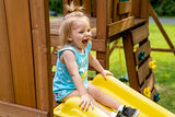 Swing-N-Slide WS 8355 Castlebrook Swing Set with Two Slides, Swings & Climbing Wall, Wood Swing-N-Slide