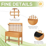 Outsunny 41" Raised Garden Bed with Trellis on Wheels, Wooden Elevated Planter Box with Legs and Bed Liner, for Flowers, Herbs & Vegetables, Brown Outsunny