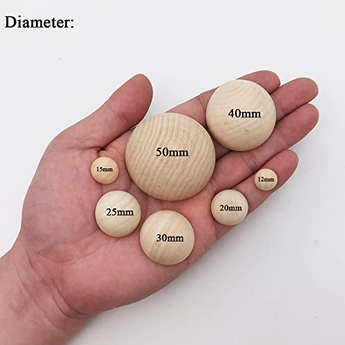 INSPIRELLE 15mm Unfinished Half Round Wooden Beads 350pcs Split Natural Round Wood Balls for Crafts and Christmas Home Party Decorative INSPIRELLE