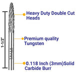 20PC Double/Single Cut Carbide Burr Set - 0.118" (3mm) Shank, Rotary Tool Cutting Burrs - Dremel Accessories, Fordom, Flex Shaft, Dewalt And Die TaitaTools