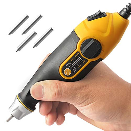 UTOOL Engraver Pen with Letter/Number Stencil, 24W Handheld Etching Tool for Wood Metal Glass Engraving with 4 Replaceable Tungsten Carbide Steel UTOOL