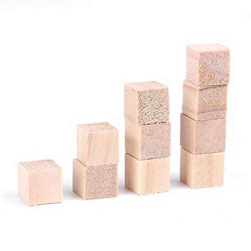 50pcs Wood Cubes for Craft WoodBlocks Handmade Woodcrafts for DIY Crafts Kids Toy Home Decoration(10mm) Hztyyier