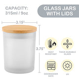 GOTIDEAL 12 Pack 9 OZ Frosted White Candle Jars with Bamboo Lids for Making Candles Supplies, Bulk Empty Candle Containers Tins Small Glass Jars for GOTIDEAL