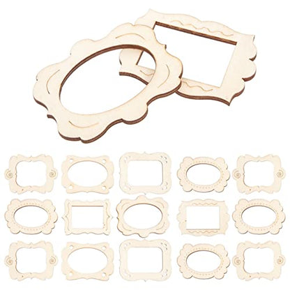 COHEALI 20pcs Undyed Wood Photo Frame Pendants Unfinished Wooden Cutout Shapes Pieces Necklace Earrings Charms Ornament for Jewelry Making DIY Craft - WoodArtSupply