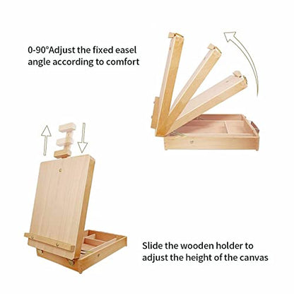 Louise Maelys Tabletop Easel Beechwood Art Easel for Painting Canvases Table Easel Stand for Painters Painting by Numbers, Students Beginners Artist - WoodArtSupply