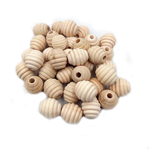 50pcs 20mm Unfinished Wood Threaded Wooden Spacer Loose Honeycomb Round Beehive Beads Home Decoration Accessories DIY Wood Crafts - WoodArtSupply