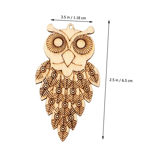 25Pcs owl Wood Chips Wooden Flowers Owl Charm Pendant Wooden owl Shape Blank Wooden Slices Unfinished Wood Animal Craft Animal Wood Blanks Kids KONTONTY