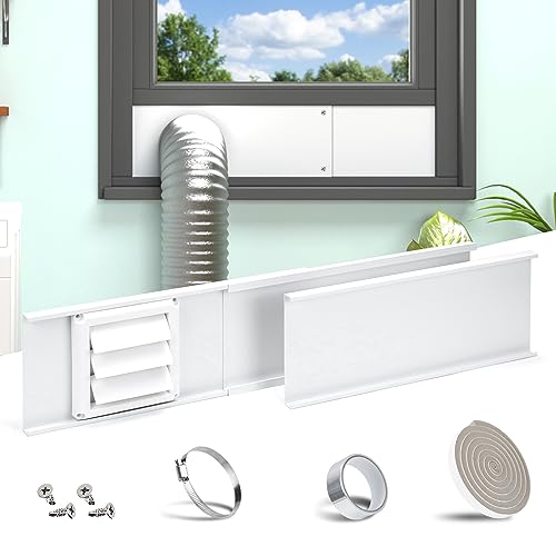 Daisypower Dryer Vent Window Kit, Adjustable Window Vent Kit with Outdoor Dryer Vent Cover,4 Inch Hood for Exhaust Ventilation Daisypower