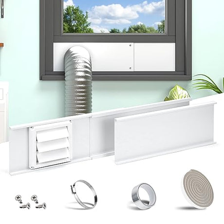 Daisypower Dryer Vent Window Kit, Adjustable Window Vent Kit with Outdoor Dryer Vent Cover,4 Inch Hood for Exhaust Ventilation Daisypower