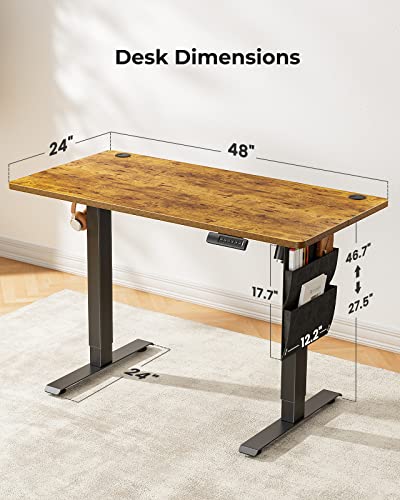 Totnz Standing Desk Adjustable Height, Electric Standing Desk with Starage Bag, Stand up Desk for Home Office Computer Desk Memory Preset with - WoodArtSupply