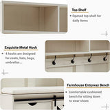 Edwin's Choice 71" H Entryway Hall Tree with Coat Rack and Storage Bench, Wood Coat Tree with Cushioned Stool and Hooks for Hallway, Living Room, Edwin's Choice