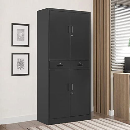 YEEZER Metal File Storage Cabinet, with 2 Lockable Drawers, 71 "H Lockable Steel Filing Cabinet with Adjustable Shelf, Suitable for Offices, Garages, - WoodArtSupply