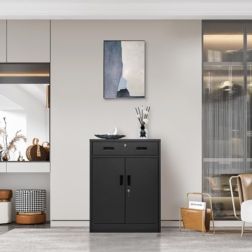 TaskStorz Metal Garage Storage Cabinets，Metal File Cabinet with 1 Locking Drawers, Lockable Storage Cabinets for Office, Home, Garage, Warehouse TaskStorz