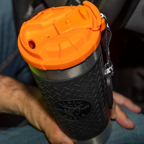 Klein Tools 55580 Stainless Steel Tumbler with Flip-Top Lid, Insulated 20 Oz. Tradesman's Double Wall Vacuum Mug, Slip-resistant Sleeve Klein Tools