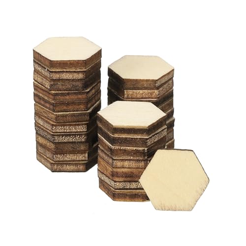 PATIKIL 15mm Wood Pieces, 200 Pack Unfinished Hexagonal Wood Shapes Blank Wooden Cutouts Ornaments Natural for Christmas Party Craft Projects - WoodArtSupply