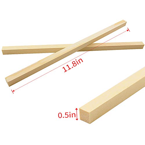 BILLIOTEAM 25 Pack Unfinished Wooden Square Dowel Rod,Hardwood Square Dowel Sticks for DIY Crafts Projects,Home Decor(1/2" x 12") BILLIOTEAM