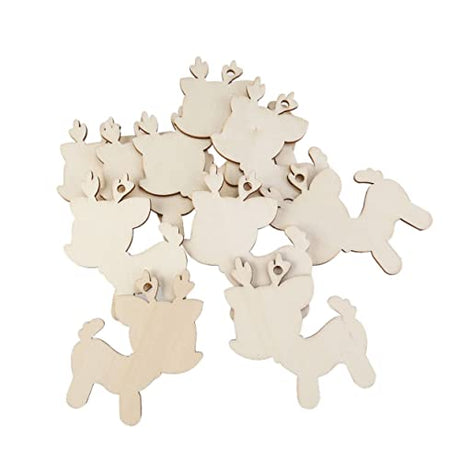 DECHOUS 10pcs Unfinished Wooden Ornaments Christmas Centerpieces Christmas Tree Cutout Christmas Tree Ornament Skull Pattern Pendant Deer Wooden DECHOUS