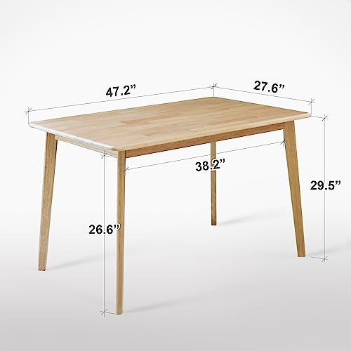 Livinia Canberra 47.2" Rectangular Wooden Dining Table/Mid Century Modern Malaysian Oak Kitchen Table (Natural-Oak) Table Only Livinia