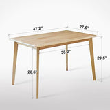 Livinia Canberra 47.2" Rectangular Wooden Dining Table/Mid Century Modern Malaysian Oak Kitchen Table (Natural-Oak) Table Only Livinia