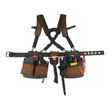 Bucket Boss - AirLift Tool Belt with Suspenders, Tool Belts - Original Series (50100) with 12 pockets, Brown , 52 Inch Bucket Boss