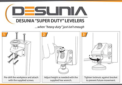 Desunia Super Heavy Duty Leveler Legs w/Lock Nuts - 4 Pack - WoodArtSupply