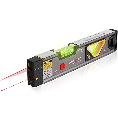 PREXISO 2-in-1 Laser Level 12IN Spirit Level with Light, 100Ft Alignment Point & 30Ft Leveling Line, Magnetic Laser Leveler Tool for Construction - WoodArtSupply