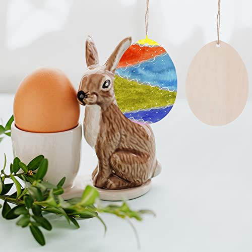 PartyKindom 20pcs Wood Easter Egg Wood Craft Ornaments Unfinished Wood Cutout Easter Eggs for Kids Egg Wood DIY Crafts Cutouts Eggs Shape Wood PartyKindom