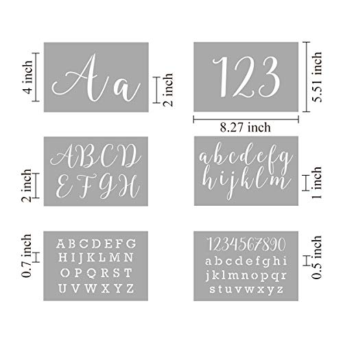 Letter Stencils for Painting on Wood - 42 Pack Large Alphabet Stencil Templates with Numbers and Signs, Reusable Letters and Numbers Stencils in 2 REOLAN