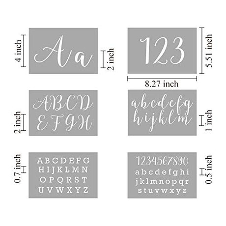 Letter Stencils for Painting on Wood - 42 Pack Large Alphabet Stencil Templates with Numbers and Signs, Reusable Letters and Numbers Stencils in 2 REOLAN