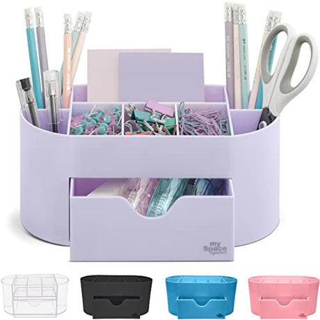 My Space Organizers Lavender Desk Organizer for Office Supplies and Desk Accessories - Pen Holder Desktop Organization for Room College Dorm Home My Space Organizers