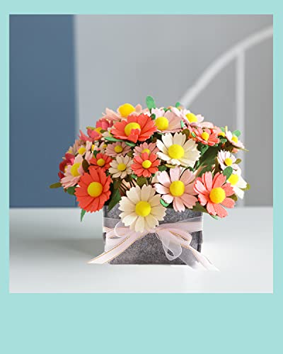 DIY Felt Flower Art Craft Kit,DIY Felt Daisy Bouquet Kit, Floral Gifts,Beginner Craft Kit,Arrange Pre-Cut Felt Flowers and Foliage BAZIMA ALICE