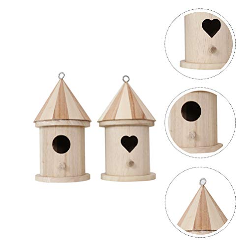 EXCEART 2Pcs Wooden Bird House Unfinished Birdhouse to Paint Hanging Birdhouse for Outside, Garden Patio Decorative - WoodArtSupply