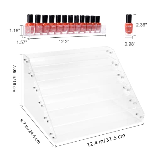 BTremary Clear Nail Polish Paint Organizer Holder Rack Shelf 6 Tier Acrylic Tattoo Ink Essential Oil Display Stand Holds Up to 56-96 Bottles. BTremary