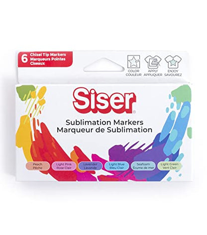 Siser Sublimation Markers - Iron-on Heat Transfer Markers for T-Shirts and Other Garments (Pastel Pack)