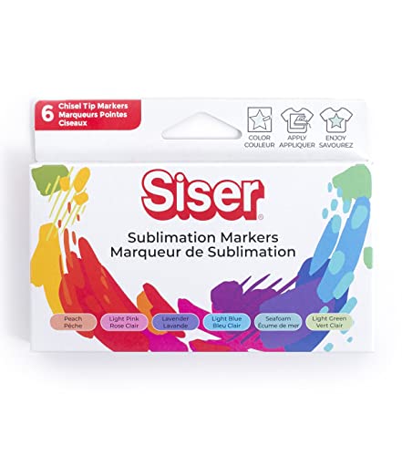 Siser Sublimation Markers - Iron-on Heat Transfer Markers for T-Shirts and Other Garments (Pastel Pack) - WoodArtSupply