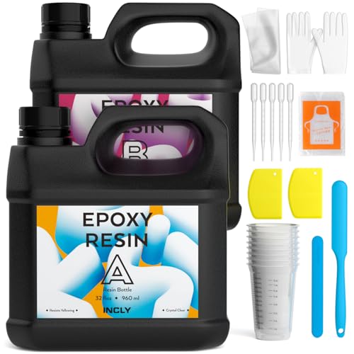 INCLY 1.5 Gallon Deep Pour Epoxy Resin Kit, High Gloss & Bubbles