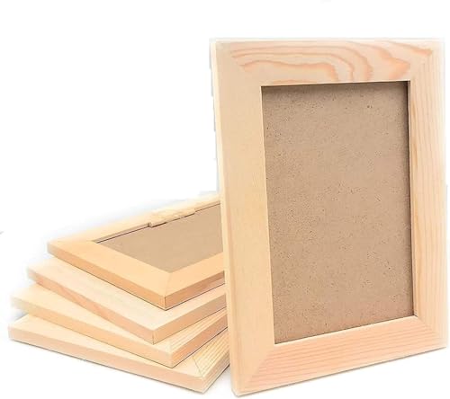 Oojami Unfinished Solid Wood Picture Frames for Arts Crafts, DIY Painting Project Stand or Hang on The Wall 6x8 Frame Size Holds 6x4 Pictures for