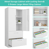SISESOL Metal Storage Cabinet with Drawers, 71" File Cabinets for Home Office, Locking Steel Storage Cabinet with Doors and Shelves for Home, Office, SISESOL