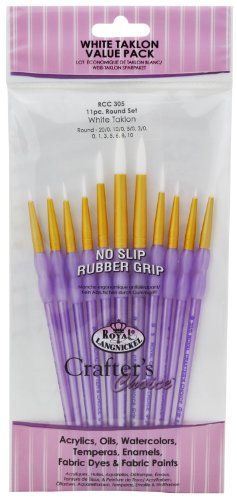 Royal and Langnickel Crafter's Choice Round Taklon Variety Brush Set - White (Pack of 11) Royal & Langnickel
