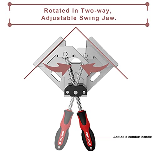 WETOLS Corner Clamp 2pcs 90 Degree Right Angle Clamp with Adjustable Aluminum Alloy Swing Jaw, Single Handle Clamps for Woodworking, Photo Framing, - WoodArtSupply