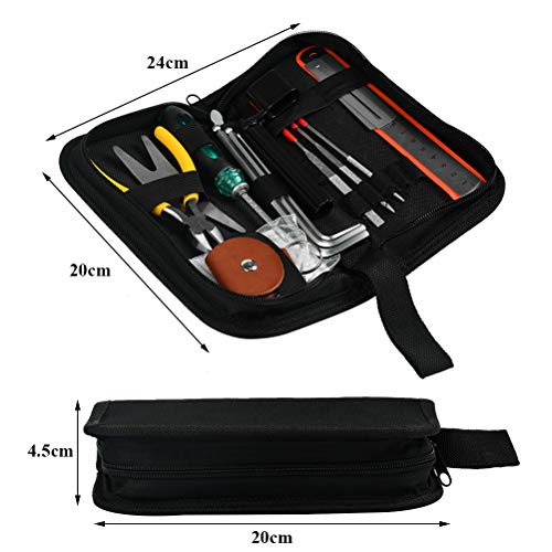 TIMESETL Guitar Repairing Tool Kit with Wire Plier, String Organizer, Fingerboard Protector, Hex Wrenches, Files, String Action Ruler, Spanner TIMESETL