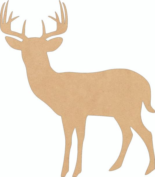Unfinished Wood Deer Hunting Buck 6" Cutout, 1/4" MDF Large Shape Animal Craft