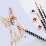 Falling in Art Professional Paint Brush Set, 4Pcs Round Pointed Paintbrush Set, Wooden Handle Nylon Hair Artist Brushes for Watercolor Painting and Falling in Art