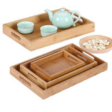 2WOOD Natural Wood Serving Tray with Handles - Stackable, Compact Wooden Nested Serving Trays for Easy Transport - Ergonomic Grip Wood Trays Generic