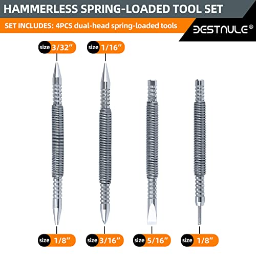 BESTNULE 4-Piece Nail Setter Dual Head Nail Set & Dual Head Center Punch & Hammerless Cold Chisel & Hinge Pin Remover Punch Set, Nail Setter Features - WoodArtSupply