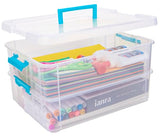 TERGOO 2 Layer Plastic Storage Containers with Lids, Multipurpose Clear Stack & Carry Box, Portable Craft Organizers and Storage Bin for Organizing TERGOO