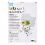 KINGART Artist Painting Set with 6 Vivid Acrylic Paint Colors, 12" Easel, 4 Canvas Panels, 3 Brushes, Painting Palette - School, Students, Beginners KINGART