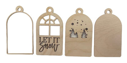 Let It Snow Door Sign 4 Pieces Laser Cut Out Unfinished RND9 - WoodArtSupply