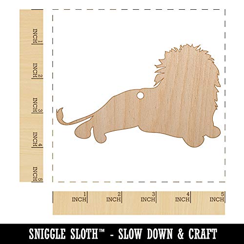 Lion Resting Solid Unfinished Craft Wood Holiday Christmas Tree DIY Pre-Drilled Ornament - WoodArtSupply